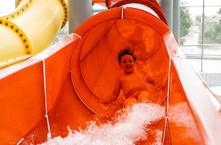 Exciting water slides and features